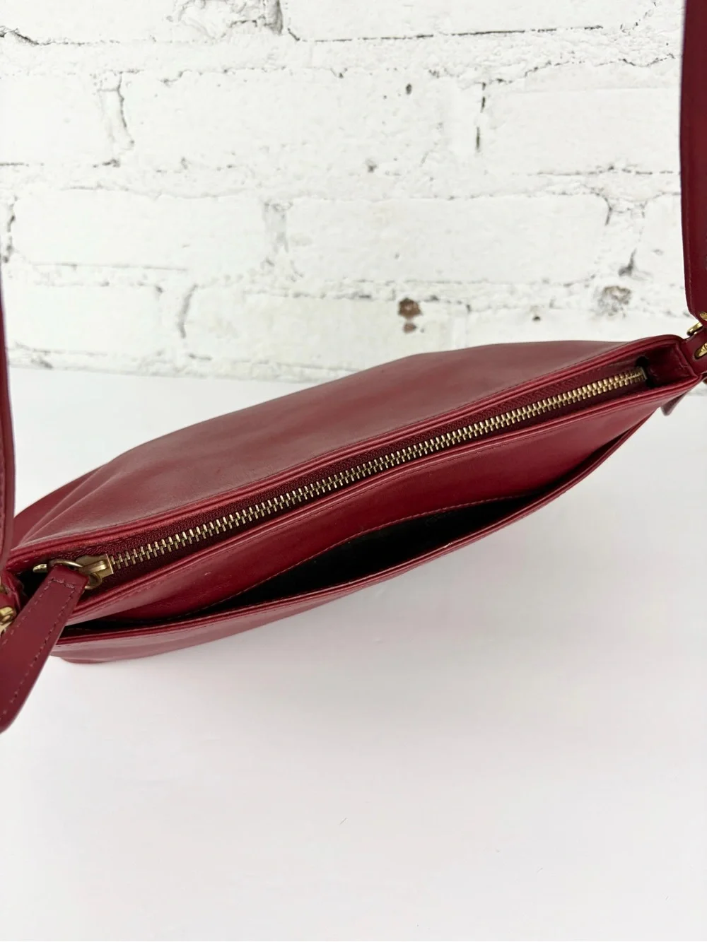 Coach Red Leather Shoulder Bag with Gold Hardware
